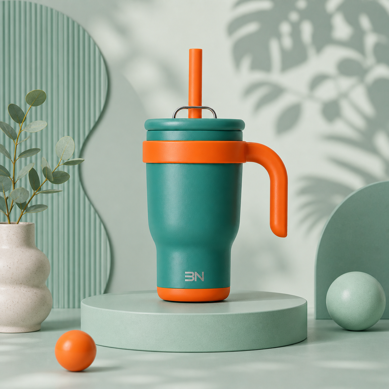 The 3N Nova Drinkbeker in Groen & Oranje