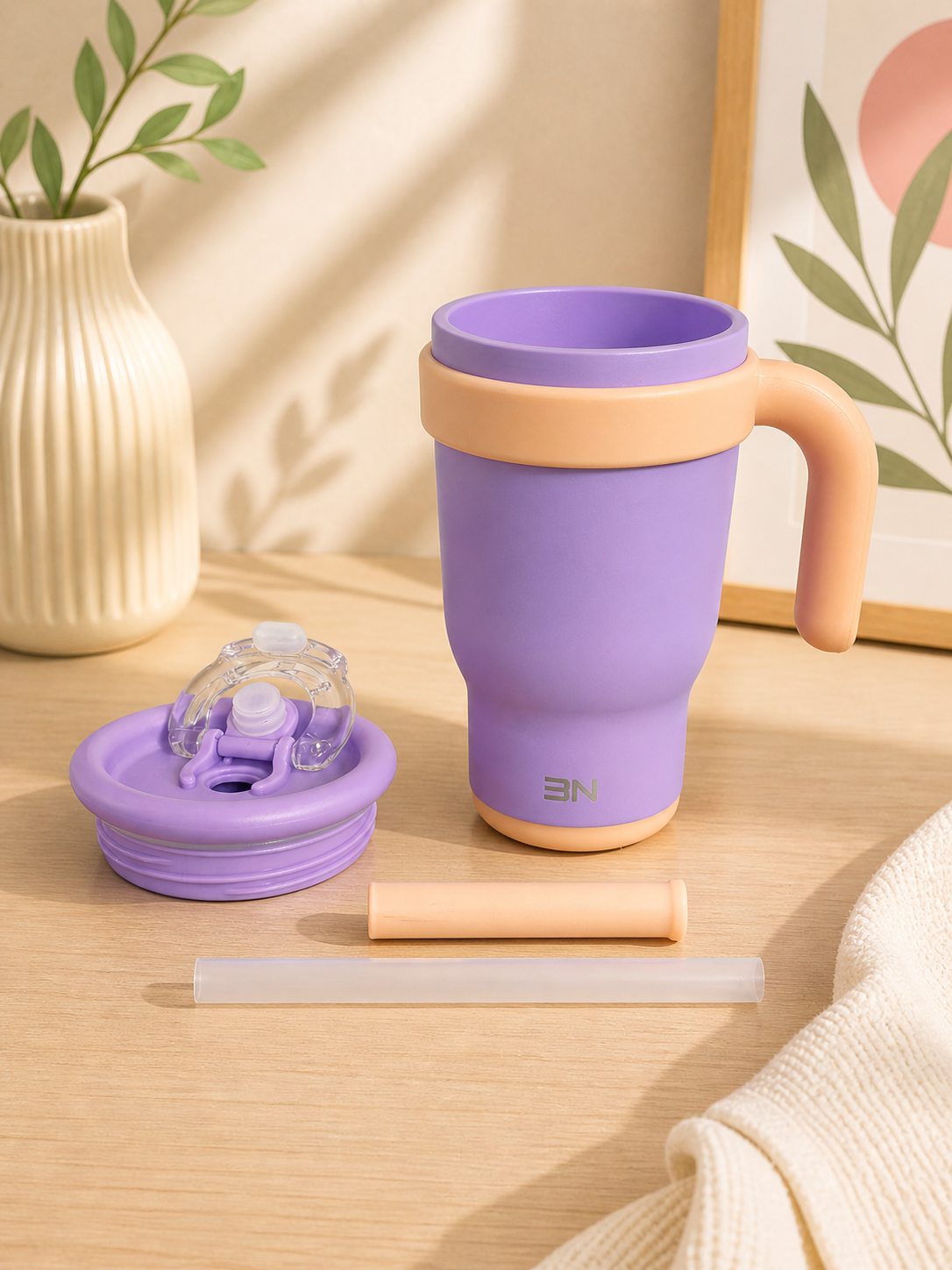 The 3N Nova Drinkbeker in Paars & Beige