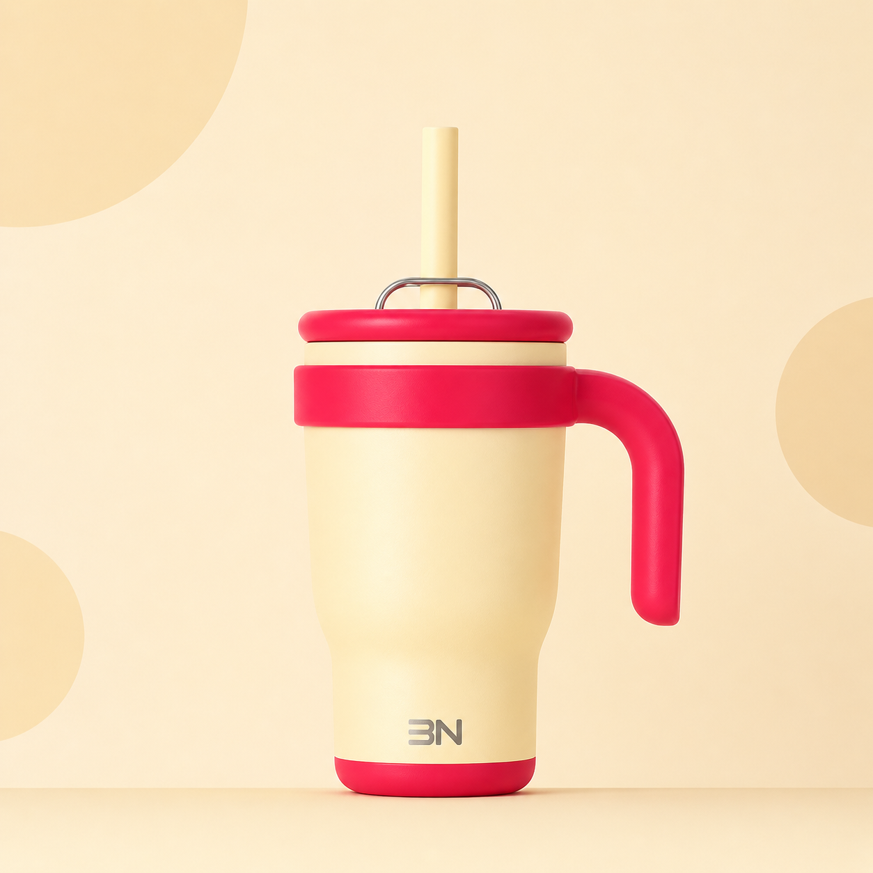 The 3N Nova Drinkbeker in Beige & Rode