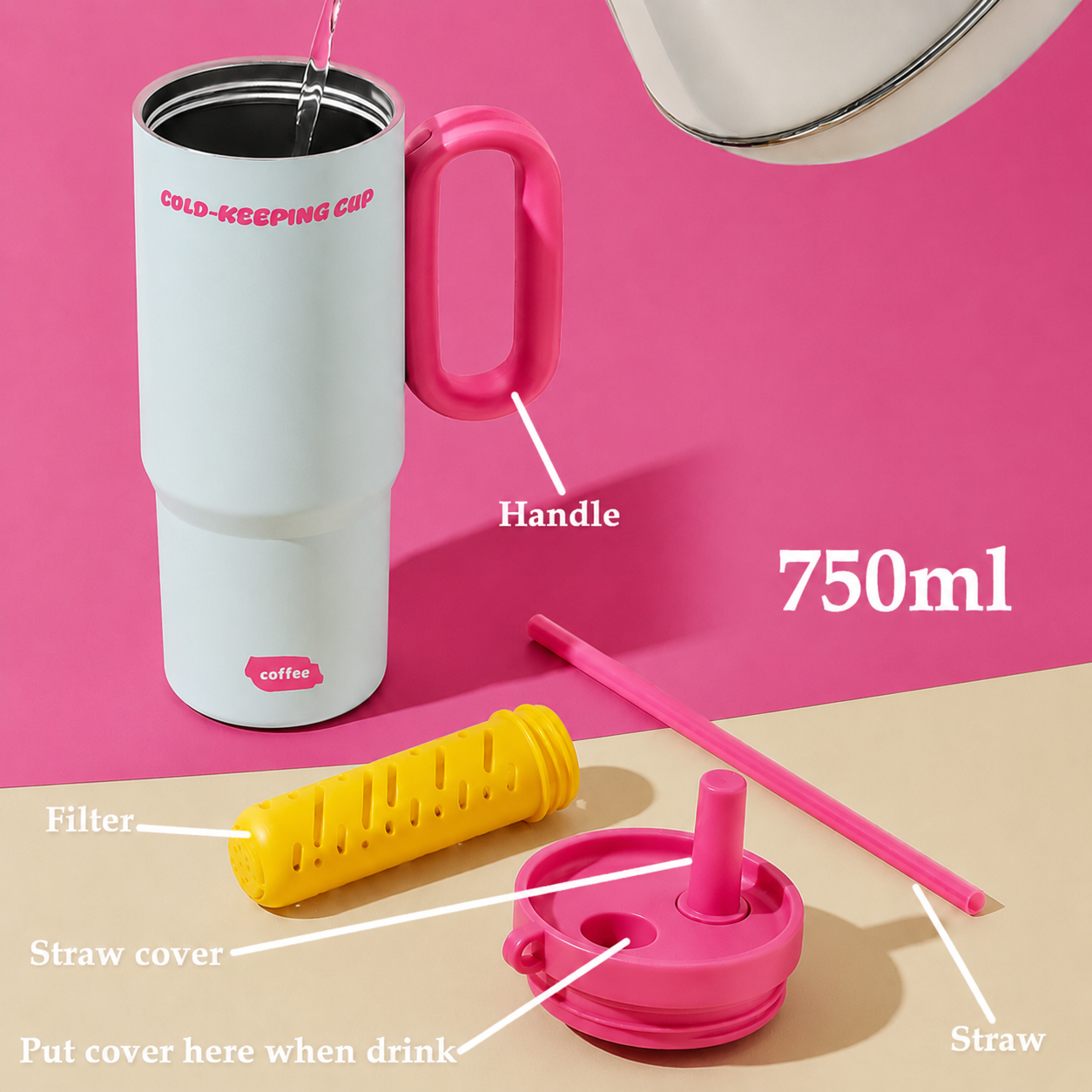 The Bubble Drinkbeker in Roze & Lichtblauw