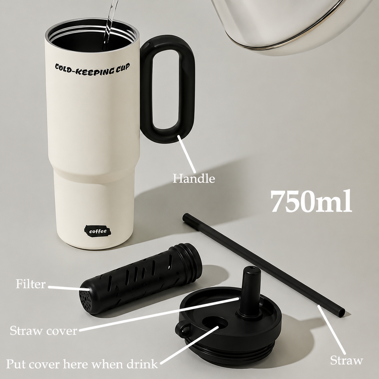 The Shadow Drinkbeker in Zwart & Lichtgrijs